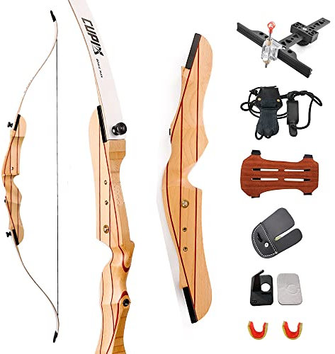 HNZMDY 54 Takedown Recurve Bogen für Jugend Wettbewerb Athletic Bogen 10lbs 14lbs 16lbs Rechtshänder Holzbogen Sportbogen Bogenschießen Kit für Outdoor Training Jagd Schießen (14lbs)