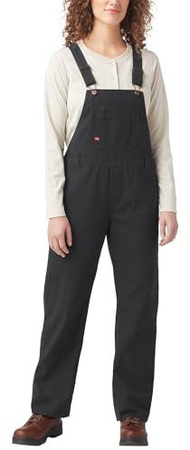 Dickies Womens W Relaxed Straight Bib Overalls, Rinsed Black, Large US