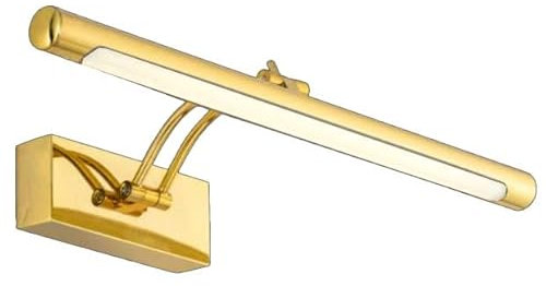 PAPUQ Applique LED da parete per illuminare quadri, specchi, ecc, LED 6W tradizionale ed elegante, tono di luce calda 3000K, oro brillante, articolato e orientabile. 40 cm