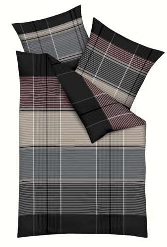 Kaeppel Mako-Satin Bettwäsche Architect anthrazit 1 Bettbezug 155 x 220 cm + 1 Kissenbezug 80 x 80 cm