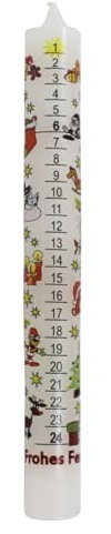 OLShop AG 2er Pack Ebersbacher Adventskalenderkerzen, Motiv Frohes Fest, Weiß, (Ø x H) 25 x 300 mm