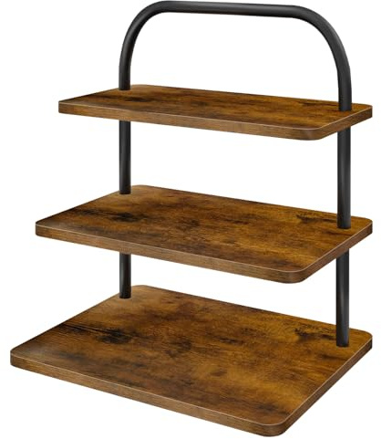 OugeWood Cupcake Stand, 3 Tier Large Cupcake Stand Rustic Stepped Cupcake Display Stand Square Wood Dessert Table Display Set Cupcake Tower Tiered Tray Stand for Wedding Birthday Graduation