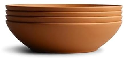 Year and Day Outdoor Set of 4 Unbreakable Lightweight Pasta and Dinner Bowls, Plant Based Material, Durable and Reusable, Canyon Terracotta, 8.25 Inch