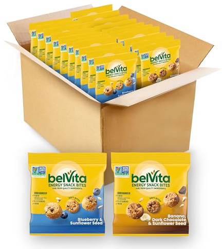 belVita Energy Snack Bites Variety Pack, 2 Flavors, 15 Snack Packs