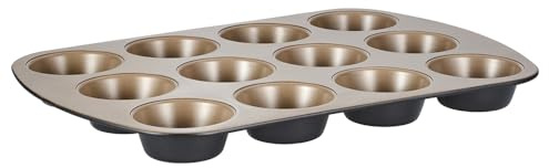 Stanley Rogers Ceramabake Healthy Non-Stick Ceramic 12 Cup Muffin Pan, Bake Without PFAS PTFE PFOS PFOA Cadmium & Lead, Ideal Tray for Cupcakes, Cakes and Everyday Baking