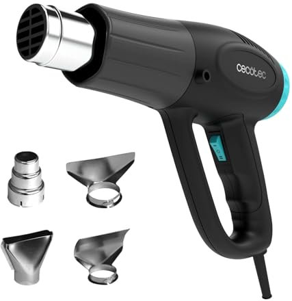 Cecotec Pistolet à Chaleur Hell Gun 3500. 2000W, Chauffage Ultra-Rapide, 4 Embouts, Fonction Mains Libres, Température Réglable 50-600 ºC, 2 Niveaux de Puissance d'Air 350 L/min et 500 L/min