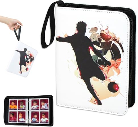 Raccoglitore Carte Magic di Calcio 50 Pagine 400 Fogli Album Carte con Cerniera 4 Tasche Toploader Binder Carte per Proteggere e Riporre Figurine Sportive e Gioco
