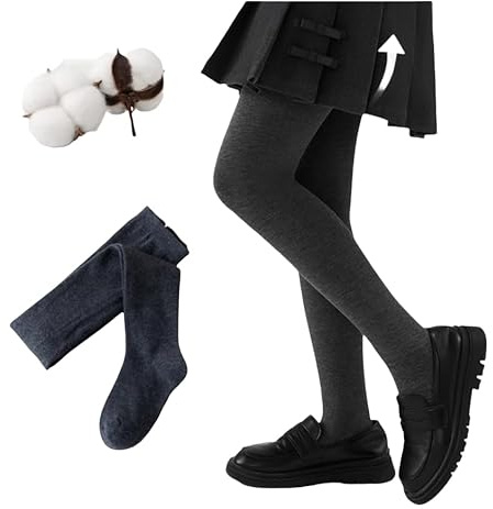 CYS Leotardos Escolares Niñas Juveniles 3-16 Años (104-172 cm) Medias Panty Algodón Peinado Sin Costuras Para Colegio Danza y Diario (FR/ES, Edad, 9 años, 10 años, Regular, 1, GRIS MARENGO)