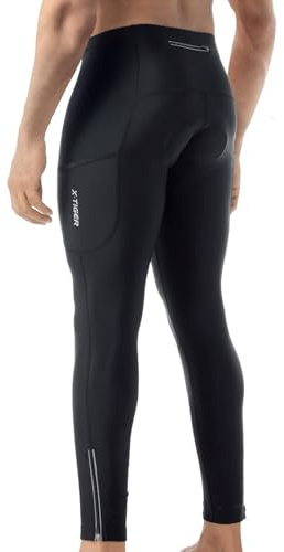 X-TIGER Invierno Culotte Ciclismo Hombre Largo con 5D Gel Acolchado Thermal Polar MTB Ciclismo Pantalones Largo con Fleece Relleno Acolchado con 3 Bolsillos