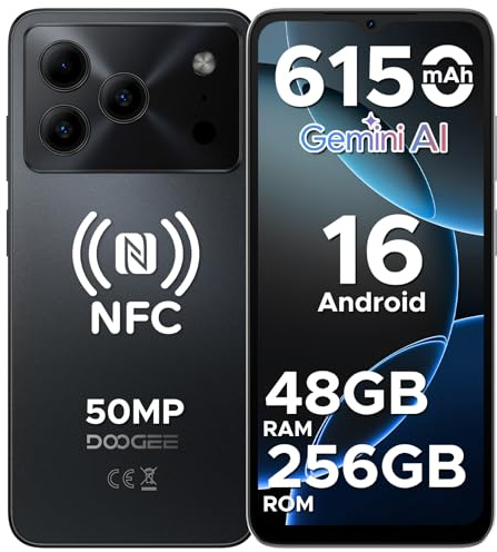 DOOGEE Note 56 Plus AI Android 16 Smartphone Ohne Vertrag, 48GB+256GB/2TB TF, Handy ohne vertrag 50MP AI Kamera, T7225 Octa Core 6150mAh Akku Handy, 6.56 HD+ 90Hz, Widevine L1/NFC/Face/Fingerabdruck