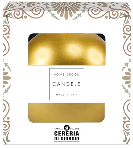 Cereria Di Giorgio - Candela Sfera decorativa laccata - Diametro 10 cm - Colore Oro - Durata 49 Ore - Confezione Regalo - Home Decor Collection - Artigianale