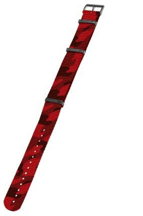KHS Natoband Ersatzarmband Rot Camouflage, Nylon, Uhrenband, Länge 29cm, Breite 22mm, EBNRC.22