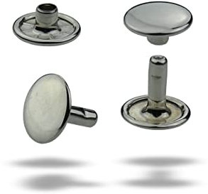 IstaTools Remaches huecos para cuero, doble capuchón de latón, remaches inoxidables para bolsos cinturones de tela (13 x 11 mm, plata, 25)