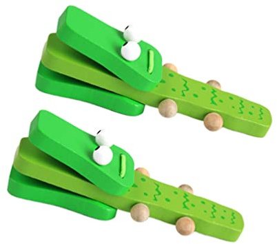 Toyvian Krokodil Kastagnetten Aus Holz Baby Musikinstrumente Handklatscher Rhythmus Spielzeug Pädagogisches Schlaginstrument Tragbar