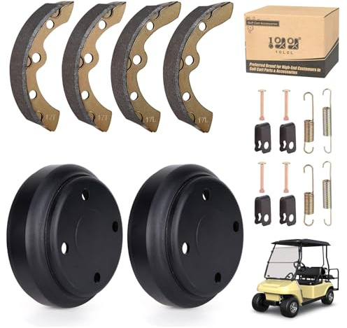 10L0L Golf Cart Brake Repair Kit fit Club Car DS 1995-Up and Precedent 2004-Up,Club Car Brake Drums & Pads & Shoes Spring Kit,OEM# 101791101, 10603, 1018232-01