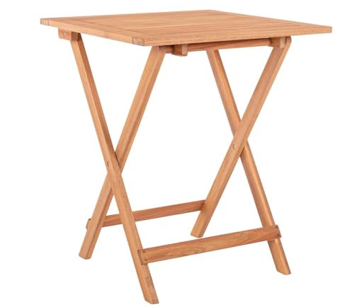 LOLAhome Mesa Exterior Cuadrada 60x60x72 cm, Madera Acacia, Plegable, Kate