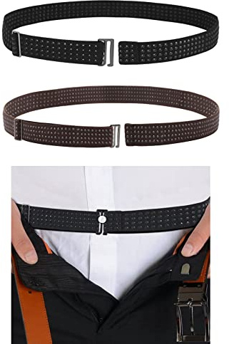 SUOSDEY 2 Pack Shirt Stay Belt, Keep Business Shirt Tucked for Man Women, Adjustable Tuck Belt for Neat Look