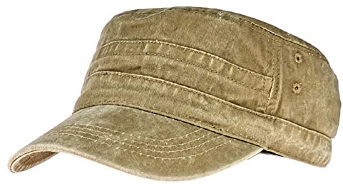 Inlefen Men Classic Washed Cotton Vintage Army Hat Lightweight Adjustable Outdoor Sport Baseball Caps Khaki