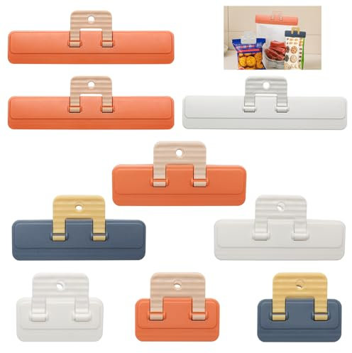 Verschlussclips, 9 Stück Tütenclips Verschiedene Größen, Farben Verschlussklammern Kunststoff Gefrierbeutel Clips Frischhalteclips Clips für Tüten, Klipser für tüten, Klammern für Lebensmittel