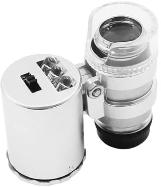 -Microscopio del 60X, Microscopio de Aumento 60x con Bolsillo de luz LED, Lupa de joyería de Aumento con luz LED para Joyas, Diamantes, Piedras Preciosas, Monedas y Grabados