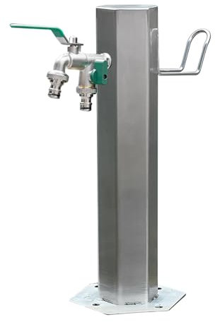 Colonne d'eau de jardin autoportante en acier inoxydable avec support de suspension de tuyau 50 cm de hauteur