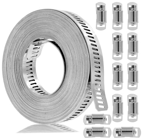 AIMEKE Fascette stringitubo in acciaio inox regolabile da 5 m, in acciaio inox 304 con 12 pezzi, morsetto a vite, per tubo dell'acqua, tubo del gas, tubazioni automobilistiche, radiatore, serbatoio