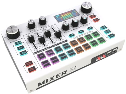 Juqoyue Scheda Audio per Live Streaming X7 con Voce, Mixer DJ e Effetti per PC, Smartphone, Computer, Interfaccia Audio per Console