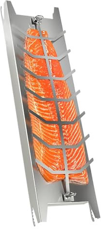 Griglia per pesce, in acciaio inox, griglia per barbecue dal design girevole, ideale per campeggio all'aperto, feste in giardino e grigliate, 59,5 x 16 x 3,6 cm