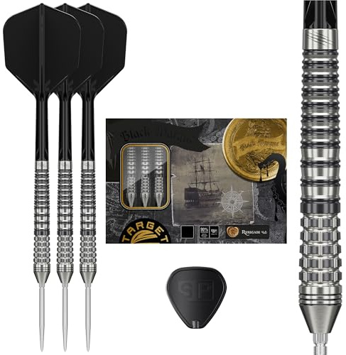 Target Japan Black Marque Renegade 4.0 Steel Tip Darts with Kflex, 25G | 90% Tungsten Dart Set, K-Flex Flights and Shafts No.6, Nano Swiss Points, Player Jun Kawashima