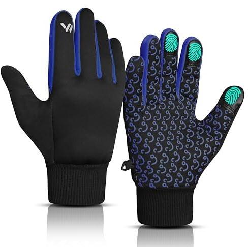 WESTWOOD FOX Kids Winter Gloves – Thermal Warm, Windproof & Water-Resistant Outdoor Gloves with Touchscreen Fingertips & Anti-Slip Grip for Boys & Girls (Blue, L)