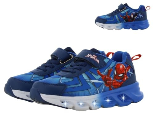 Leomil Spiderman Basket Enfant Garçon Lumineuses | Chaussures Garçon, Semelle Légère EVA, Idéal pour l'école et les loisirs, Marvel, Cadeau pour Enfants