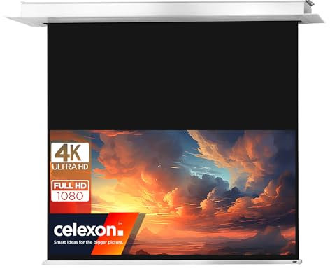 celexon Professional Plus Deckeneinbau-Motor-Leinwand 140 | 300x187 cm 16:10 | elektrische 4K, Full-HD Einbauinstallation mit Wandschalter, für Ihre Beamer-Projektionen | zur Montage in der Raumdecke