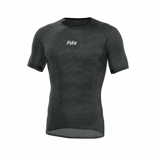 FDX Men's Cool Mesh Base Layer Top Short Sleeve Compression Shirt | Stay fresh during every workout with breathable mesh compression shirt that wicks moisture, reduces odours & offers support.
