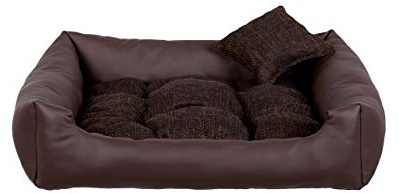 Gutekissen® Hundebett aus Ökoleder Hundebett Hundesofa Hundeliege Hundekissen Kunstleder Hundeschlafplatz - Langlebige Materialien und hohe Qualität EKO (XS - 55x45, Braun)
