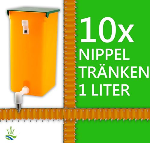 10x Kaninchentränke Nippeltränke 1 Liter Nagertränke Kunststoff-Halterung