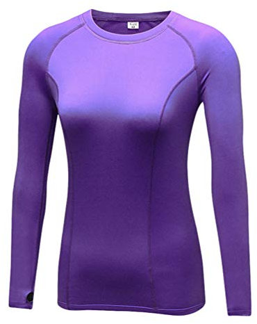 HZQIFEI Donna Termica Maglia a Maniche Lunghe Maglietta da Corsa con Fori per i Pollici per Corsa Ciclismo Fitness (Viola, L)
