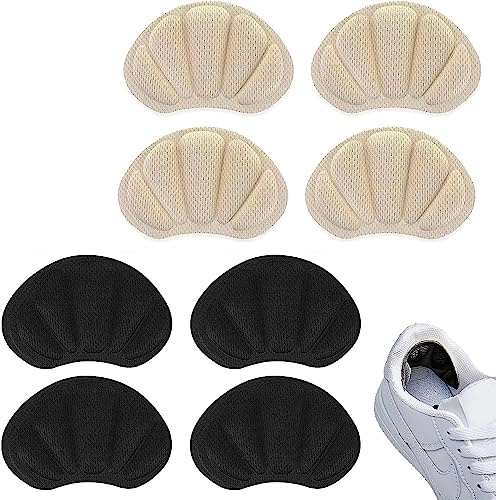 4 Pairs Coussinets de Talon,Protecteur de Soins des Pieds,Éponge Auto-Adhésif Protege Talon Chaussure,pour Empêche Frottements Ampoules Chaussures Grandes,Ajustement et Confort(Beige, Noir)