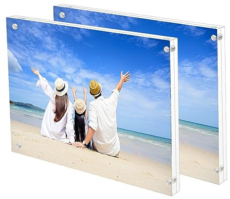 LumenTY 2 Pezzi Cornice per Foto in Acrilico Magnetico Cornice Foto Acrilico 13x18 cm Magnetica Trasparente Cornice con Adesivo per Famiglia Amici Ufficio Compleanno Natale