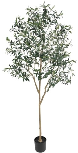 Hobyhoon Artificial Olive Trees Silk Trees Faux Olive 7ft Tall Tree in Potted Oliver Branch Leaves and Fruits for Modern Home Decor Indoor
