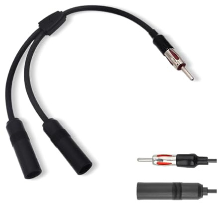 GLSOWEE Car Antenna Adapter, Radio Stereo Antenna Adapter Connector, 1 Male to 2 Female Y Antenna Cable, Antenna Extension Cable Converter, Fit for Vehicle Truck SUV Car Stereo Radio