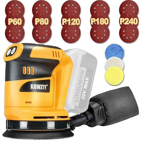 KUWZTY Random Orbit Sander for DEWALT 20v Battery, 5-Inch Variable Speed Orbital Hand Sander with Dust Collector for Sanding and Polishing (Tool Only,No Battery)