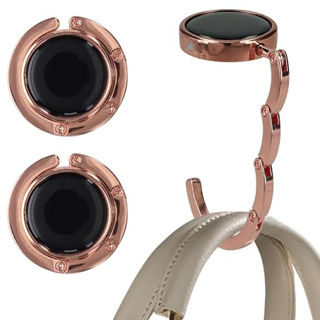 kwmobile Purse Hook for Table - Set of 2 Purse Holder - Folding Handbag Hanger - Portable Bag Holder - Bag Hooks for Desk - Table Hook Copper