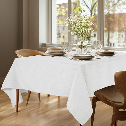 Deconovo Mantel de Mesa Rectangular Antimanchas - Efecto Gris Perla Moderno, Lavable y Fácil de Limpiar, Ideal para Comedor, Cocina o Terraza - 130 x 220 cm, Gris Perla