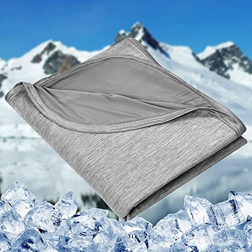 HOMFINE Manta Refrescante Doble Cara - Q-MAX>0.45 Mantas para Sofa/Cama Verano, Sabana Refrescante Transpirable Suave,Anti Estático,Cooling Blanket,Manta Rresco, Gris 230 X 275 CM
