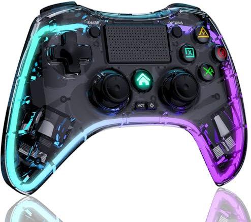 Wireless Controller für PS-4, Game Controller Kompatibel mit PS-4/Slim/Pro/PC mit Turbo/Makro/Dual Vibration/6-Achsen Gyro Sensor/Touchpanel/RGB-LED/Audio Jack, , Präzision und Kontrolle - Weiß
