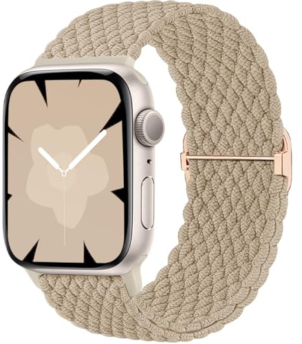 Ynitec flätat loop-armband kompatibelt med Apple Watch 40 mm 41 mm 38 mm 42 mm 46 mm 45 mm 44 mm 49 mm, elastiskt nylontyg armband kvinnor män sport band för iWatch 10 9 8 7 6 5 4 3 2 1 SE Ultra