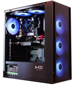 ASC TECHNOLOGY Gaming PC Computer Tower, i7, 8GB RAM, GT 1030 2GB, 256GB SSD + 1TB HDD, 500W 80+ PSU, Black 6 Fan RGB Case, WiFi, Windows 11 – High Performance Gaming Setup