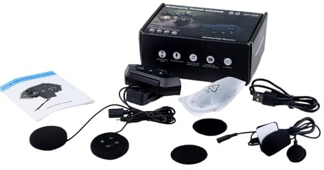 VOBOR Casco Moto Auricolare, BT12B 5.0 Riduzione del Rumore Cuffie Casco Moto Bluetooth, 2000mAh Auricolare Hi-Fi, 150M Interfono Moto Comunicazione Casco Auricolare