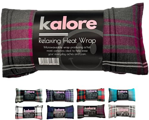 KALORE Wheat Bags Microwavable for Neck & Shoulder Pain Relief – Lavender Scented Heat Wrap – Handmade in UK with UK-Grown Filling – Tartan Cotton – Deep Comfort for Tension & Aches, Pink