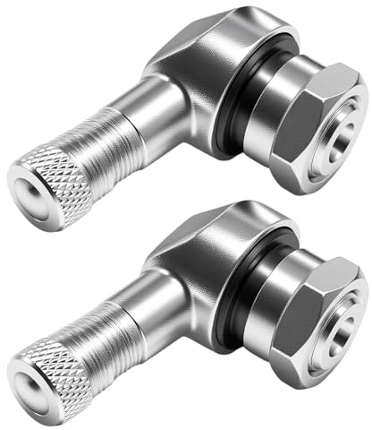 2 Piezas de válvulas de neumático para Motocicleta en ángulo de 90 Grados, Adaptador de válvula para Bicicleta sin cámara, Tapas de válvula de aleación de 11,3 mm de diámetro,Adaptador de Tapa